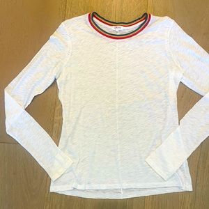 Goldie Long Sleeve White with Rainbow trim  T-Shirt